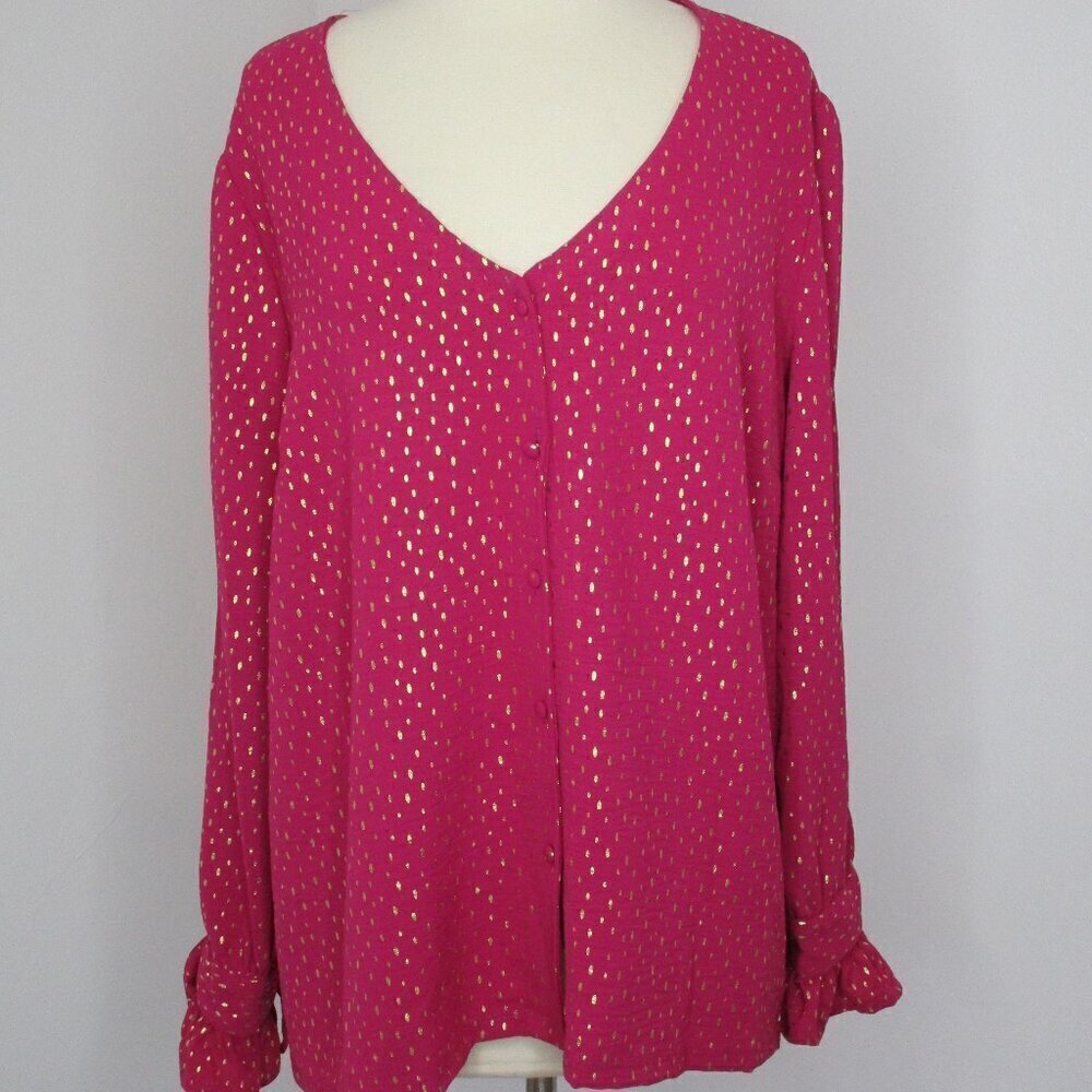 Emily Daniel's Women's Pink Blouse,‎ Size XL
